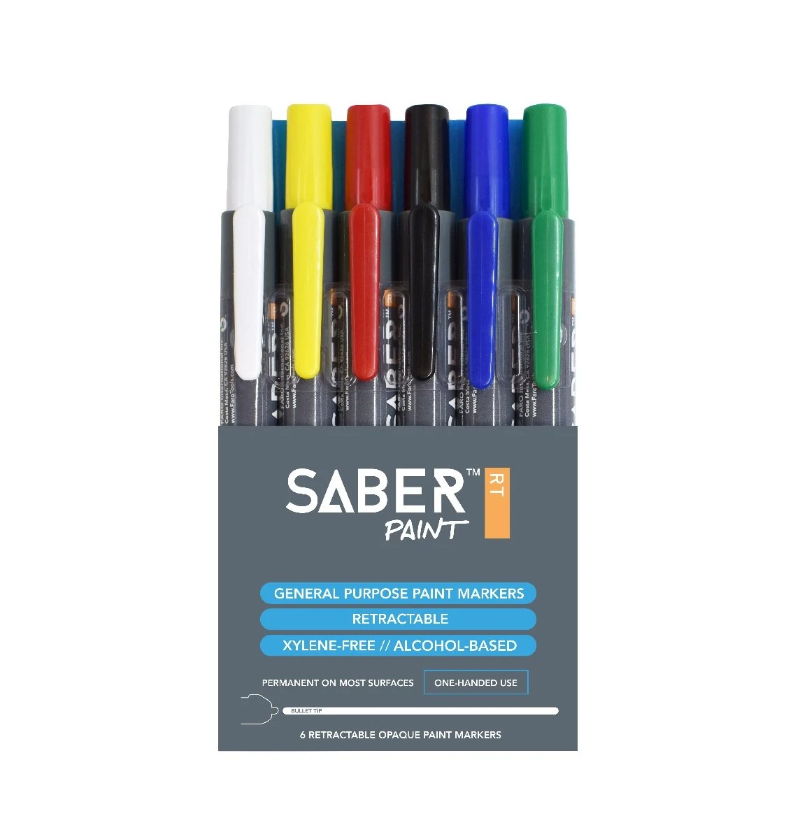 Retractable Paint Markers, Assorted Colors, 6-Pk.