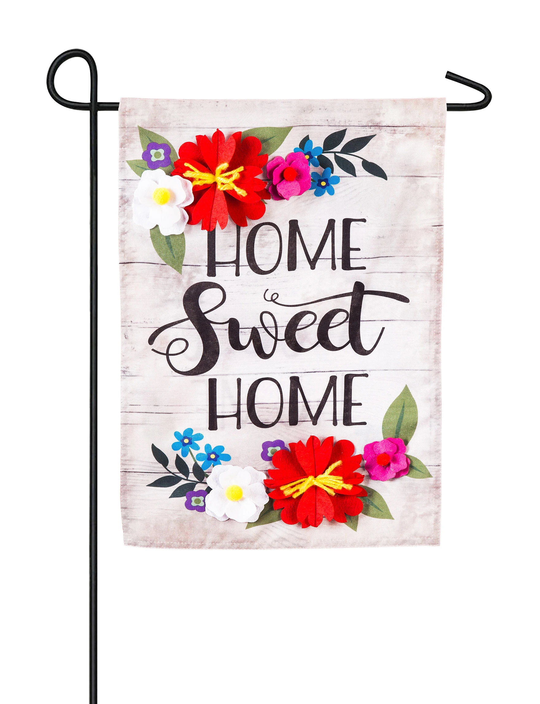 Floral Home Sweet Home Linen Garden Flag - Decorative Outdoor Banner