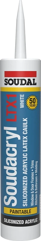 Soudacryl Paintable 40-Year Siliconized Acrylic Latex Caulk, Clear, 10.1 oz.
