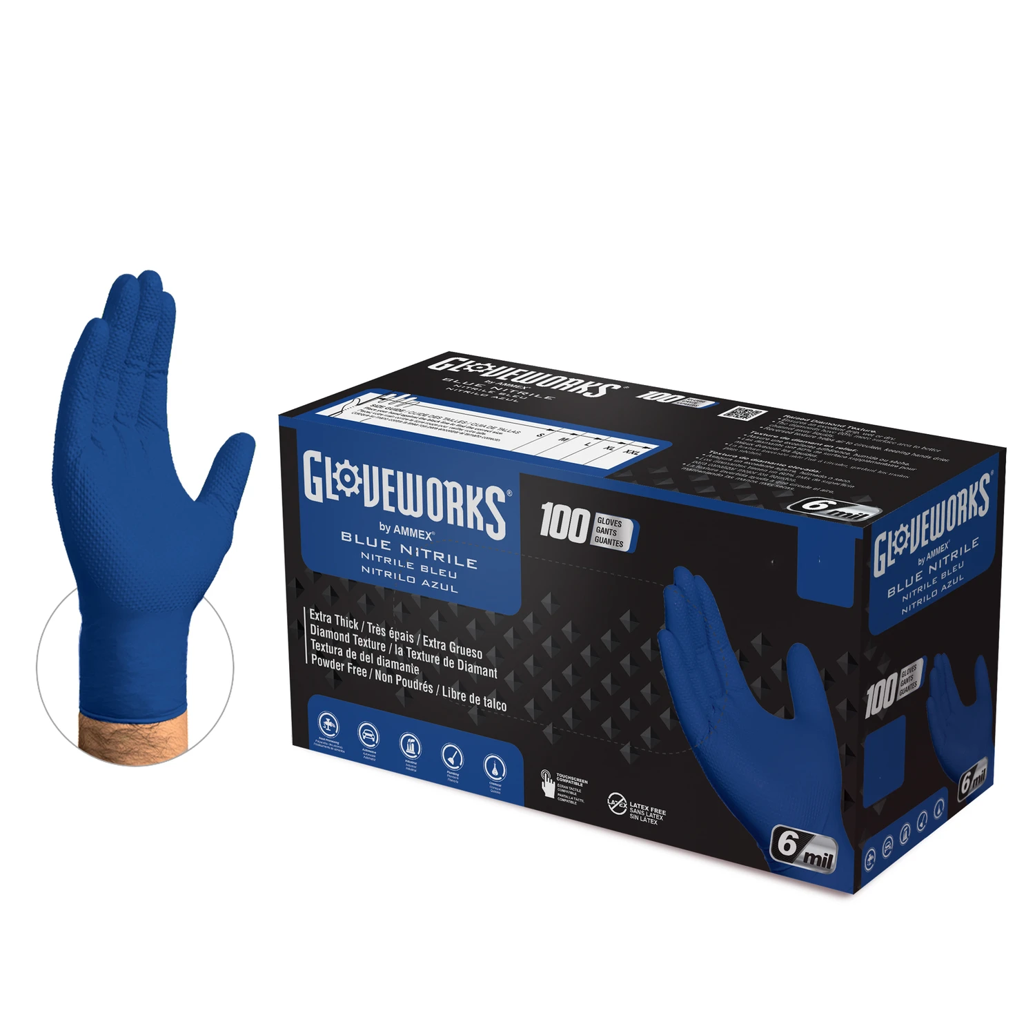 Nitrile Work Gloves, Heavy-Duty, Royal Blue, XL, 100-Ct.