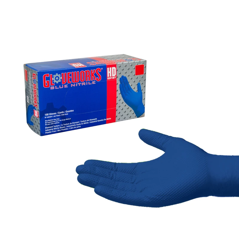 Nitrile Work Gloves, Heavy-Duty, Royal Blue, L, 100-Ct.