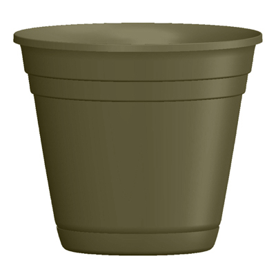 Riverland Olive Green Resin Planter with Saucer, 4 Inch Diameter