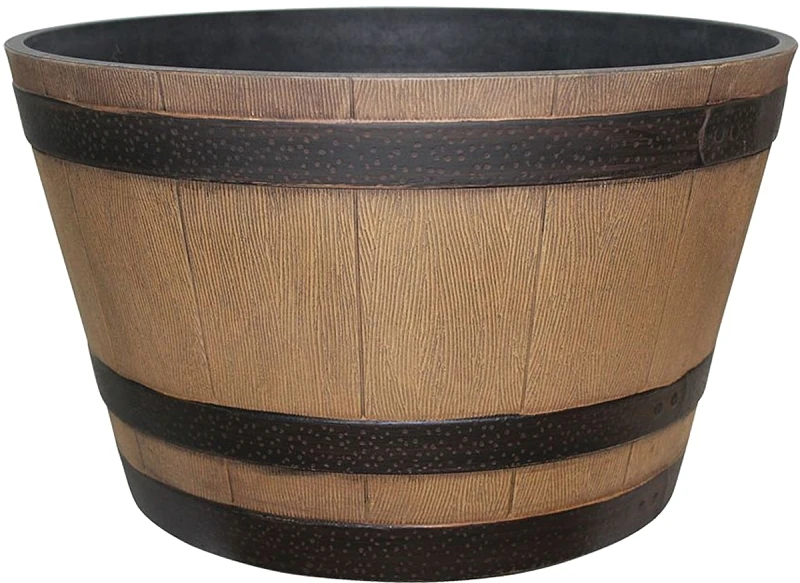 Hdr-055471 Round Planter, 22.24 In W, Natural Oak Finish
