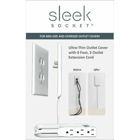 8 Ft. Ultra-thin Electrical Outlet Cover With 3-outlet Power Strip And Cord Management Kit