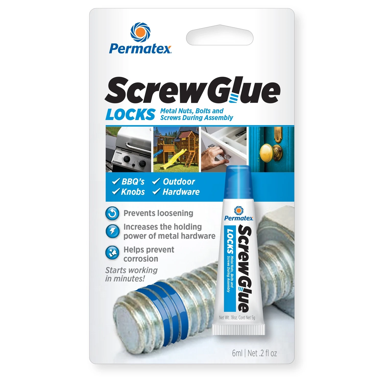 Screw Glue Medium Strength Adhesive 0.2 Oz - Threadlocker For Home Use
