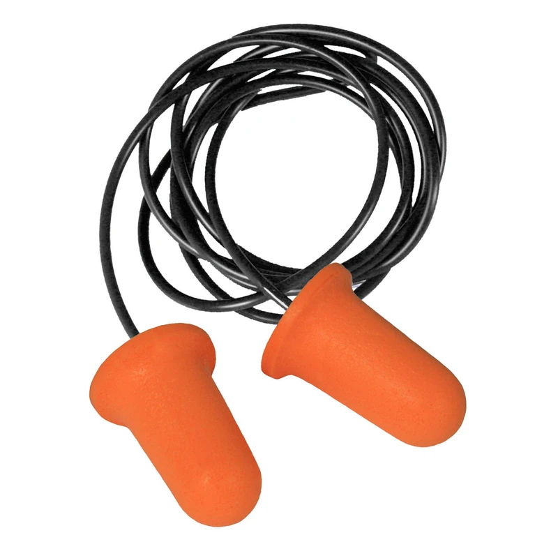 Disposable Foam Earplugs, Corded with Case, NRR 33dB, 2-Prs.