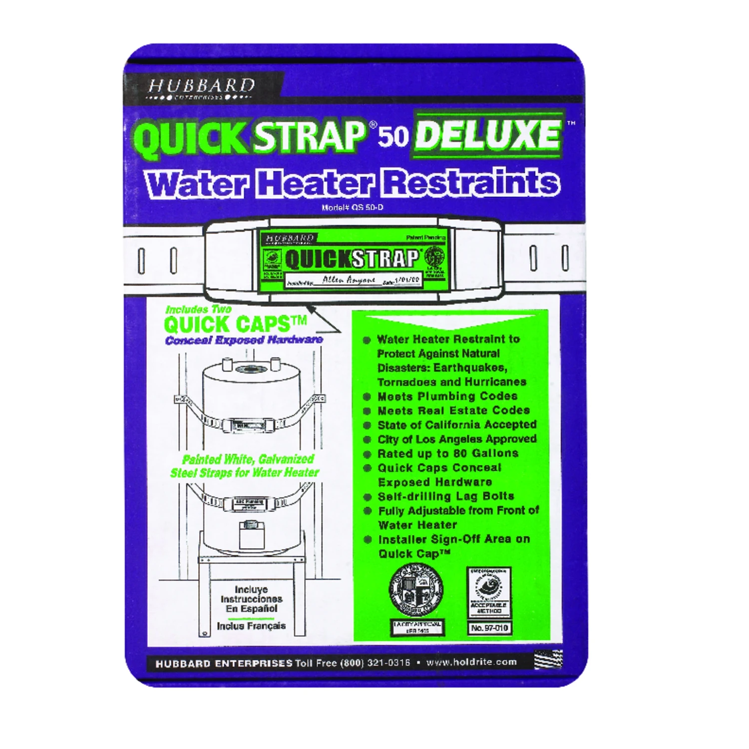 Quick Strap Deluxe Water Heater Restraint System For Up To 80 Gallon Heaters
