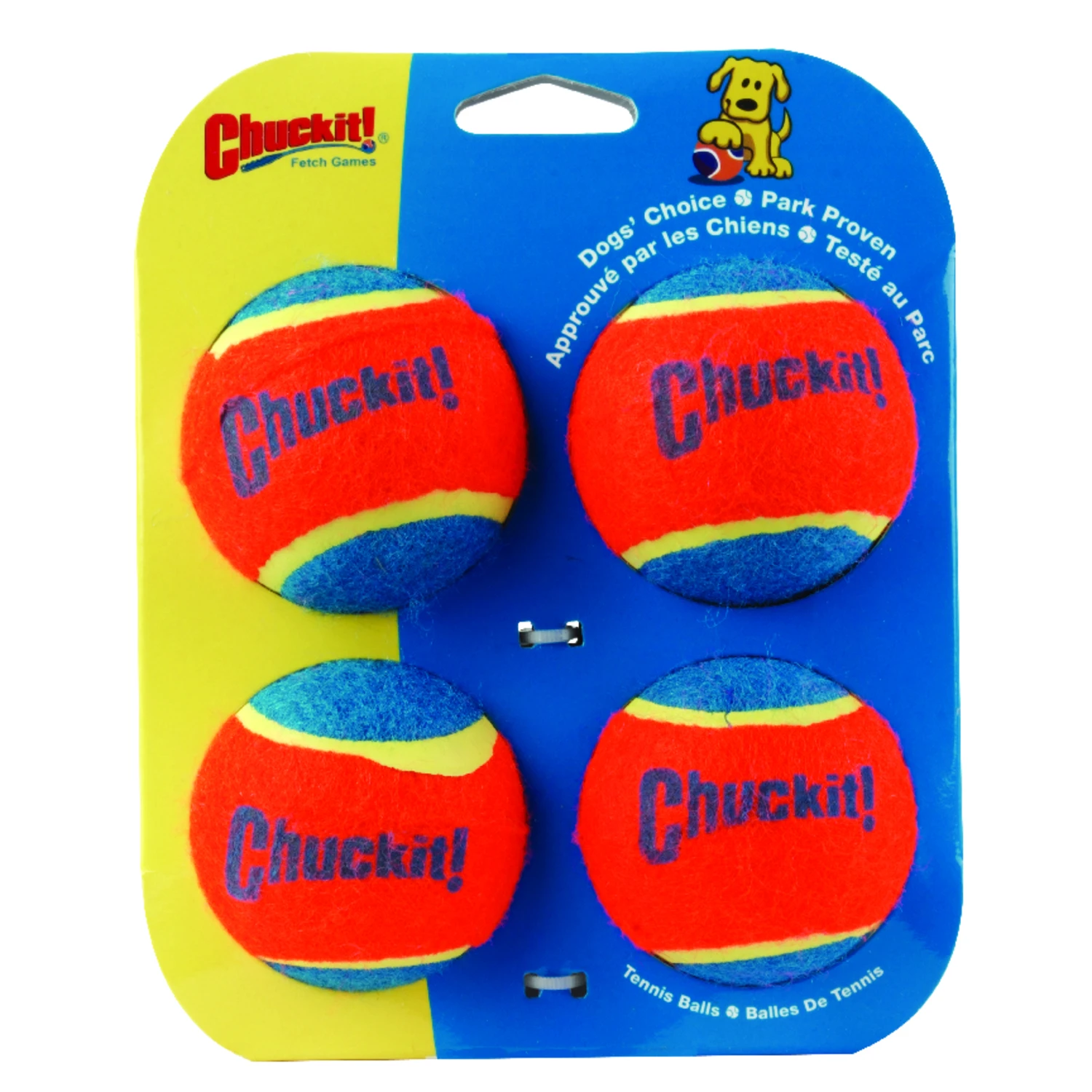 Chuckit! Blue/Orange Rubber Ball Launcher Tennis Balls Medium 4 pk