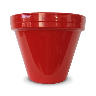 Flower Pot, Red Ceramic, 6.5 x 5.5 In.