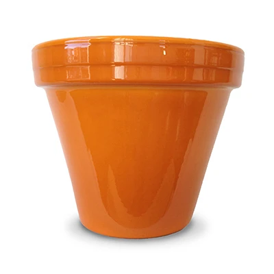 CERAMIC FLOWER POT ORANGE 6.5IN