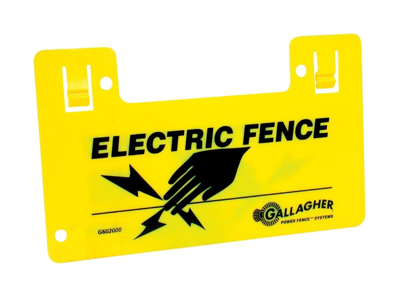 Electric Fence Warning Sign Yellow, Model G602404, Clip-on Design