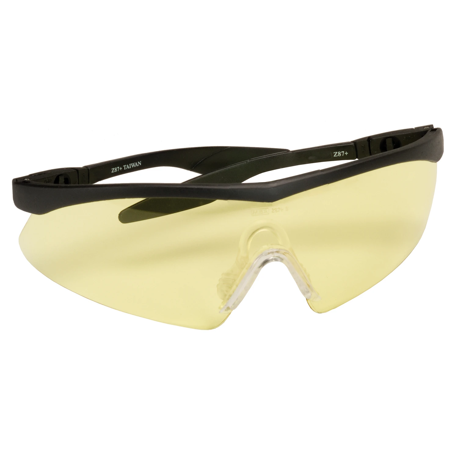 Straight Temple Black Frame Safety Glasses With Anti-fog Amber Lenses