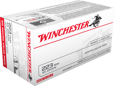 Winchester Usa .223 Remington 45 Grain Jacketed Hollow Point Ammunition - 40 Rounds