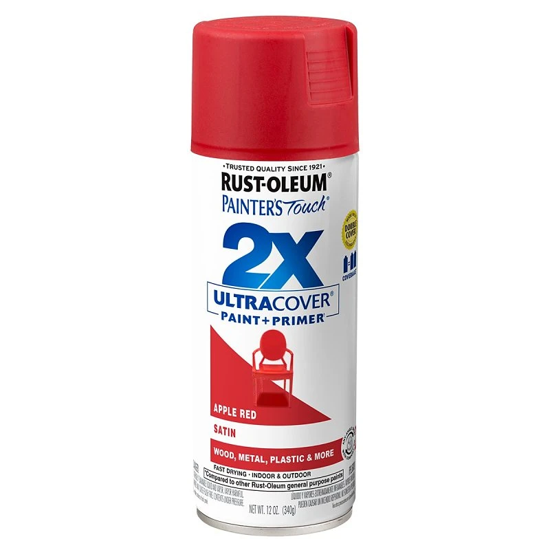 Painter's Touch 2x Ultra Cover 12 Oz. Satin Spray Paint, Apple Red