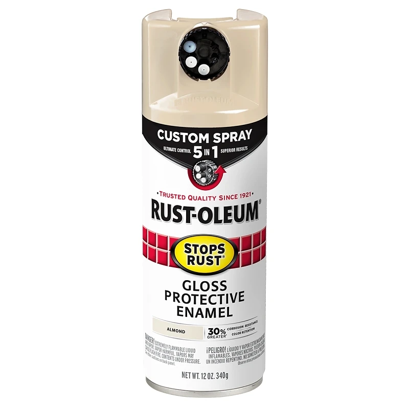 Stops Rust Custom Spray Paint 5-in-1 Rust Preventative Gloss Almond 12 Ounce