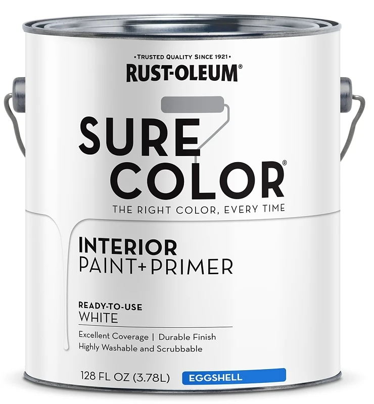 Sure Color Interior Wall Paint and Primer Eggshell Finish White 1 Gallon