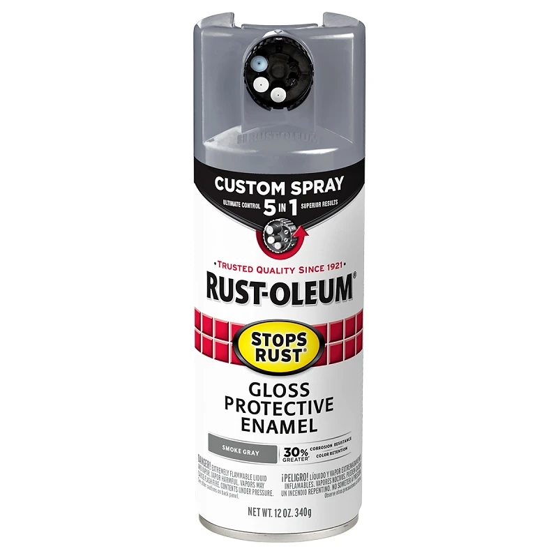 Stops Rust Custom Spray Paint 5-in-1 Rust Preventative Gloss Smoke Gray 12 Ounce