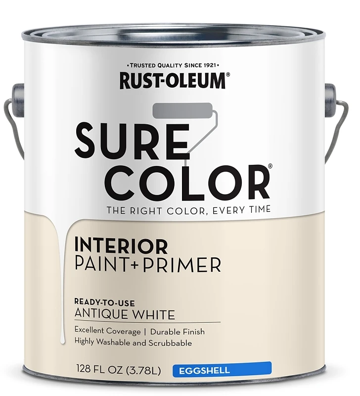 Sure Color Eggshell Antique White Interior Wall Paint And Primer, 1 Gallon