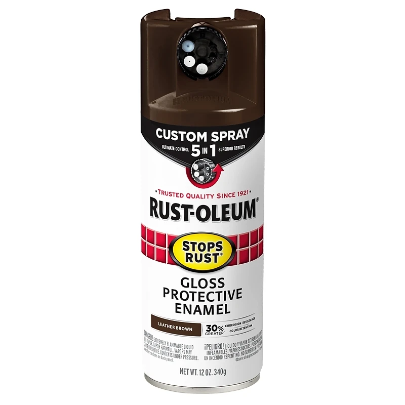 Stops Rust 12 Oz. Custom Spray 5-in-1 Gloss Leather Brown Paint