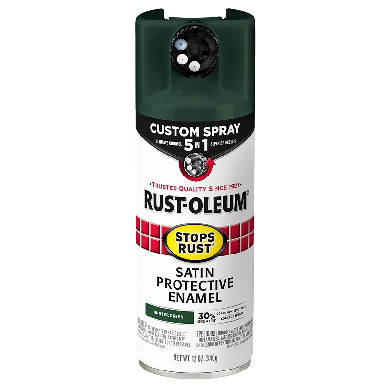 Stops Rust Custom Spray 5-in-1 Satin Hunter Green Spray Paint 12 Ounce