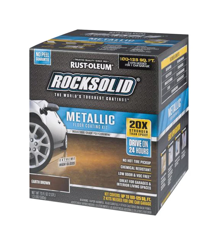 Rocksolid Garage Floor Coating Kit Earth Brown Metallic Covers Up To 100 Square Feet