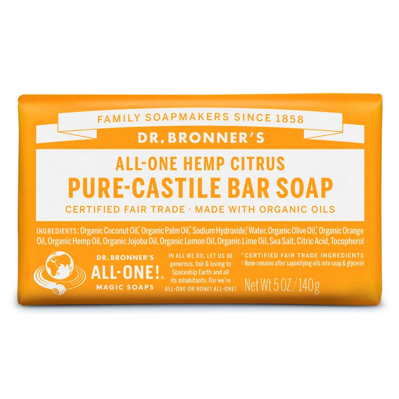 Dr. Bronner Organic Orange Citrus Scent Pure-Castile Bar Soap 5 oz. 1 pk