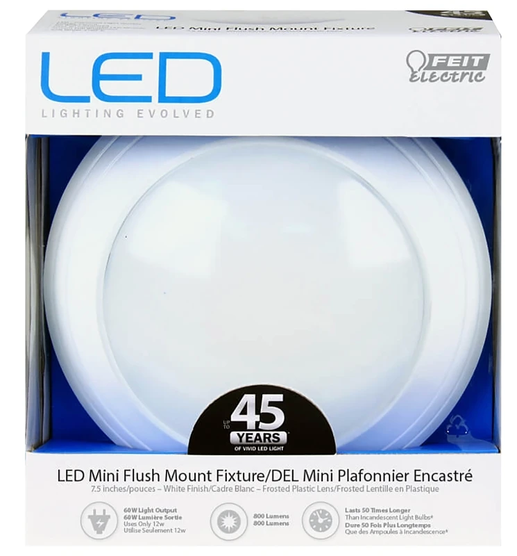 Led Mini Ceiling Light Fixture, Flush Mount, Round, 14-watt, 7-1/2-inch