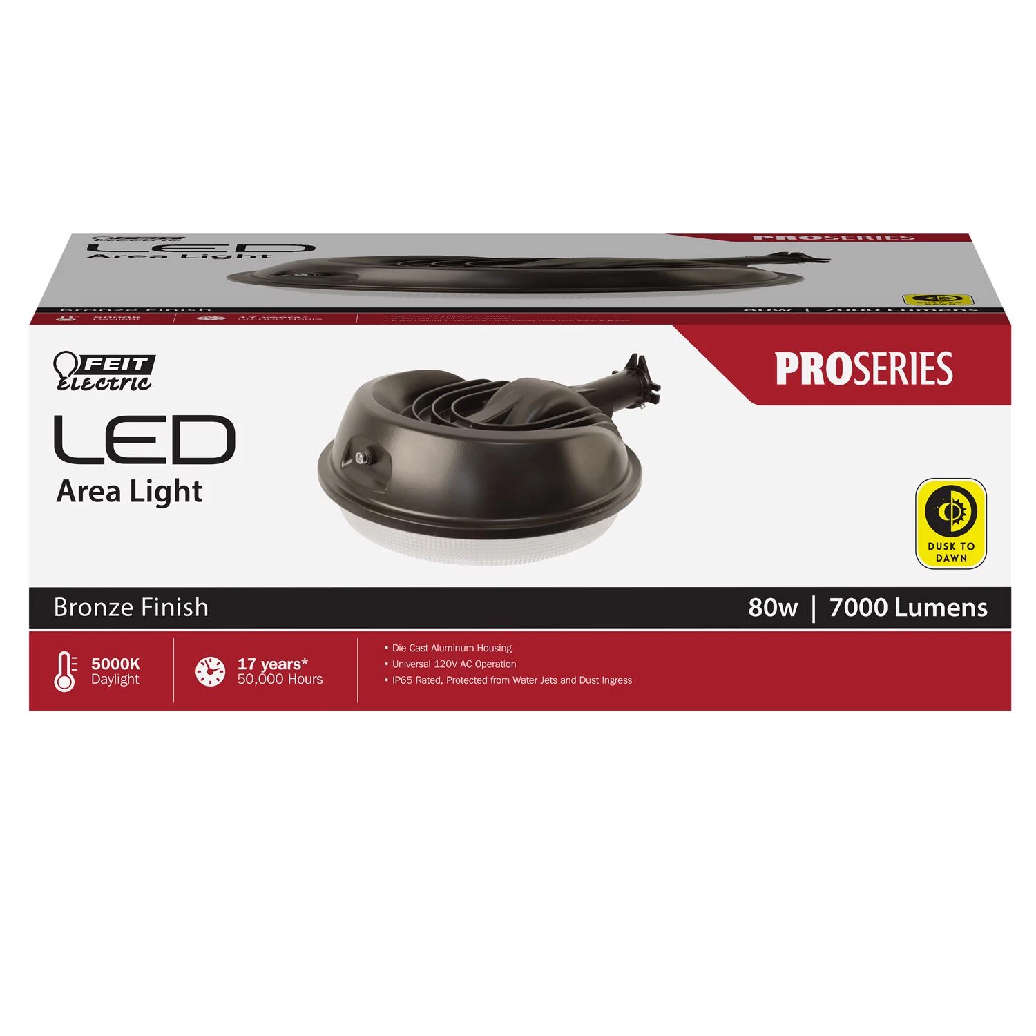 Dusk to Dawn LED Area Light 7000 Lumens Aluminum Bronze Finish