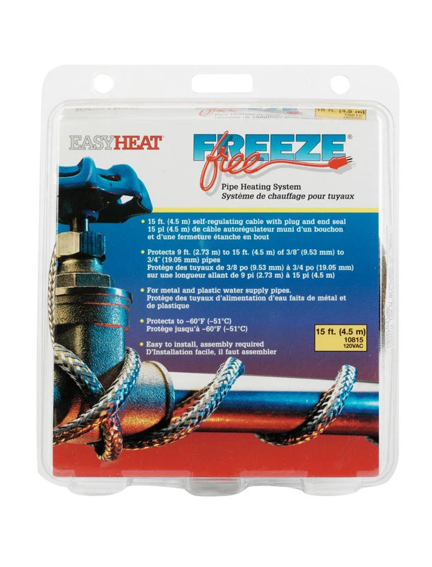Freeze Free 15 Ft. Self Regulating Heating Cable For Water Pipe Protection