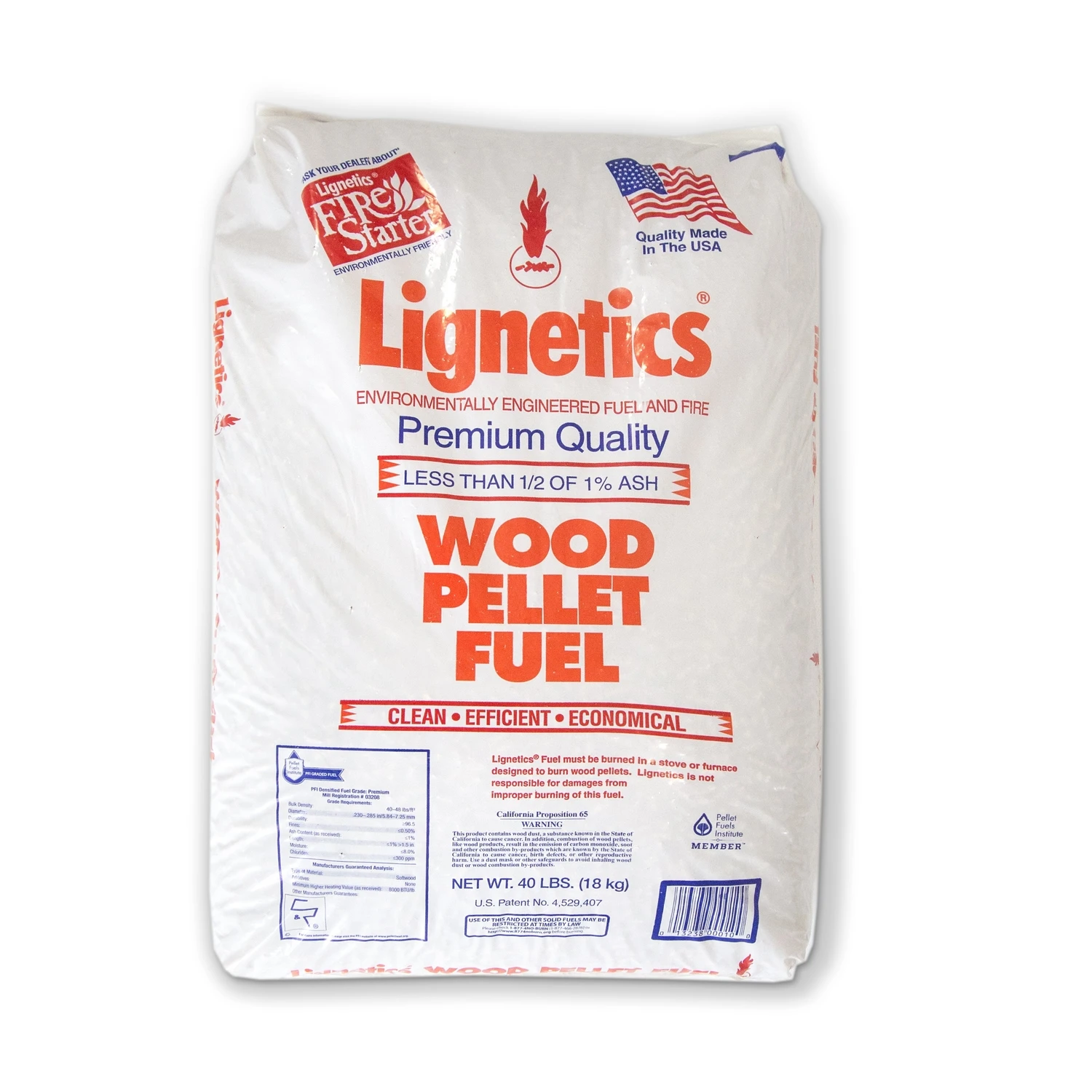 40 Lb. Premium Hardwood Wood Pellet Fuel - High Btu Output