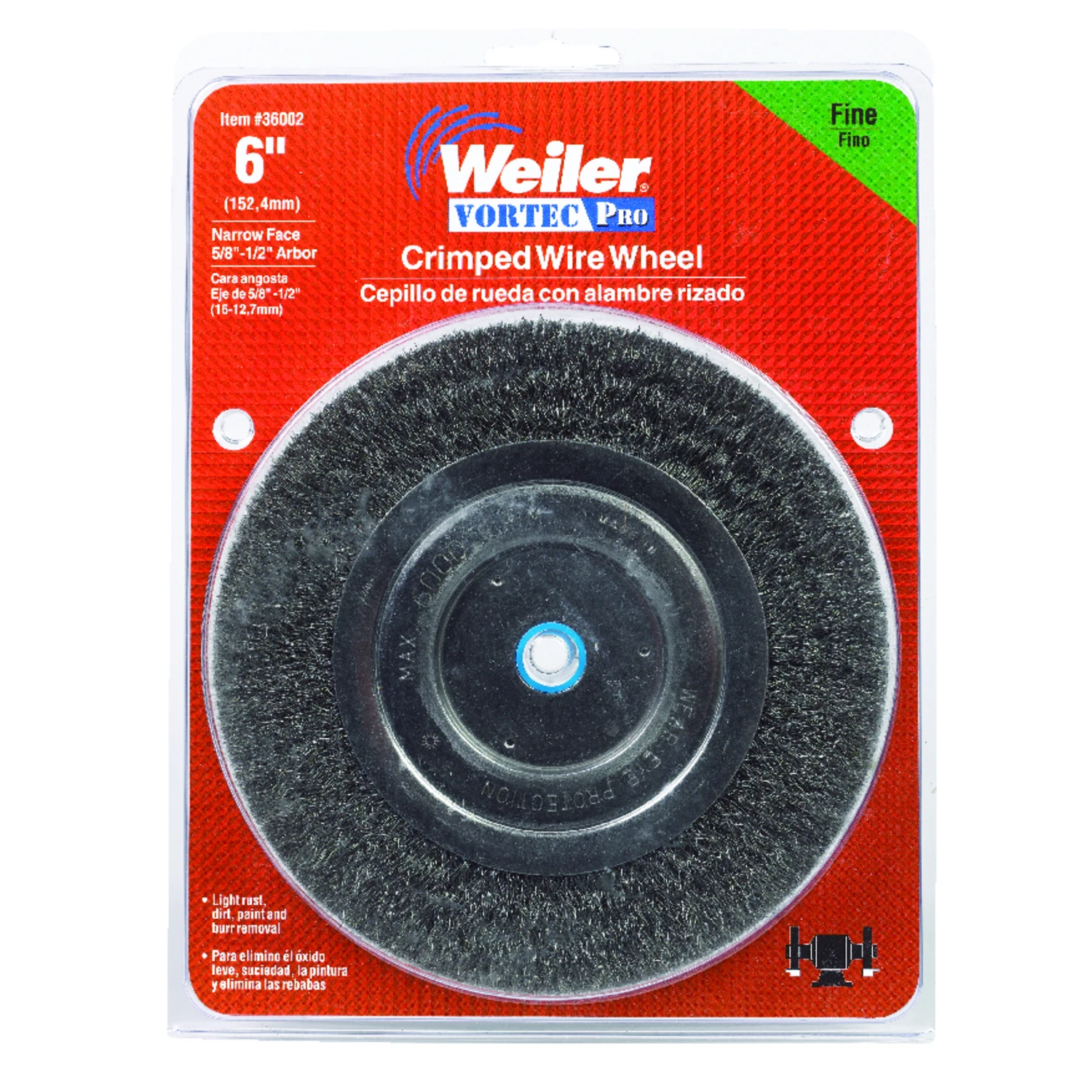Vortec Pro 6 In. Fine Crimped Wire Wheel Brush For Bench Grinder