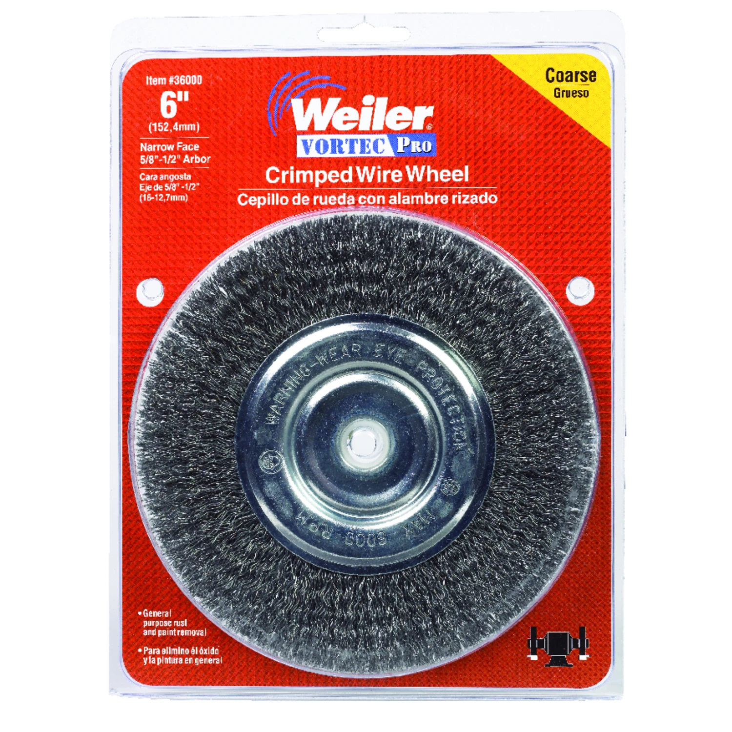 Vortec Pro 6 In. Crimped Coarse Wire Wheel Brush For Bench Grinders