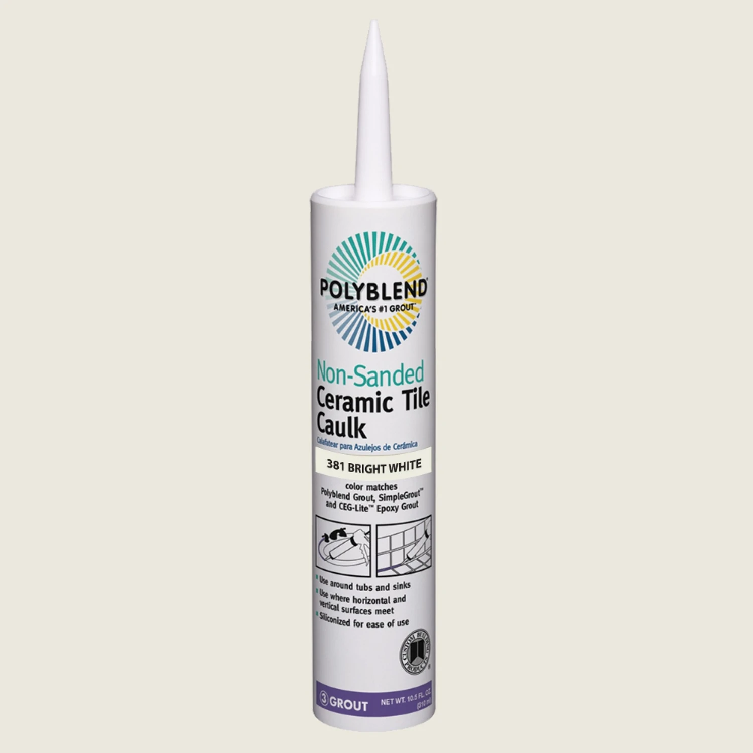 Polyblend 10.5 Oz. #381 Bright White Non-sanded Ceramic Tile Caulk