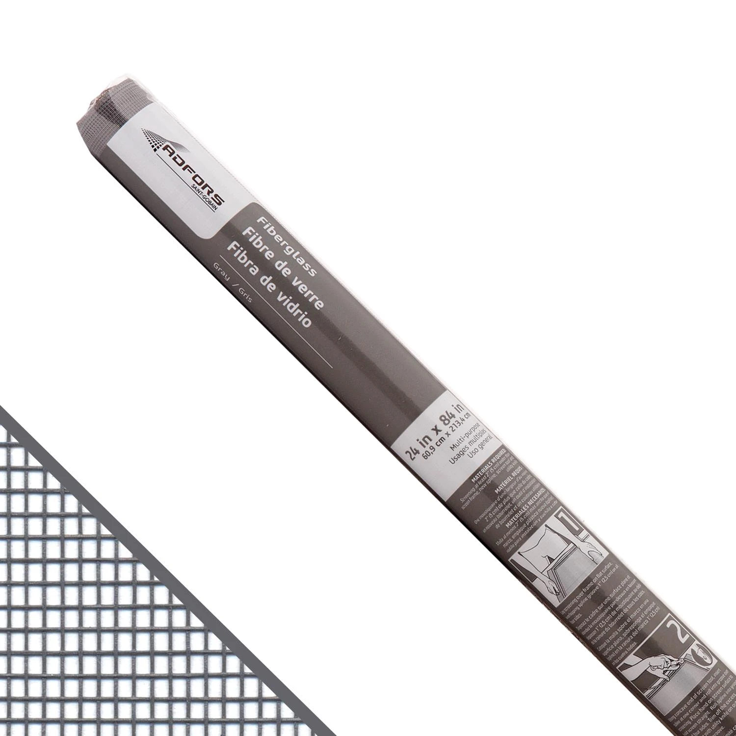 24 In. W X 84 In. L Gray Fiberglass Insect Screen Cloth