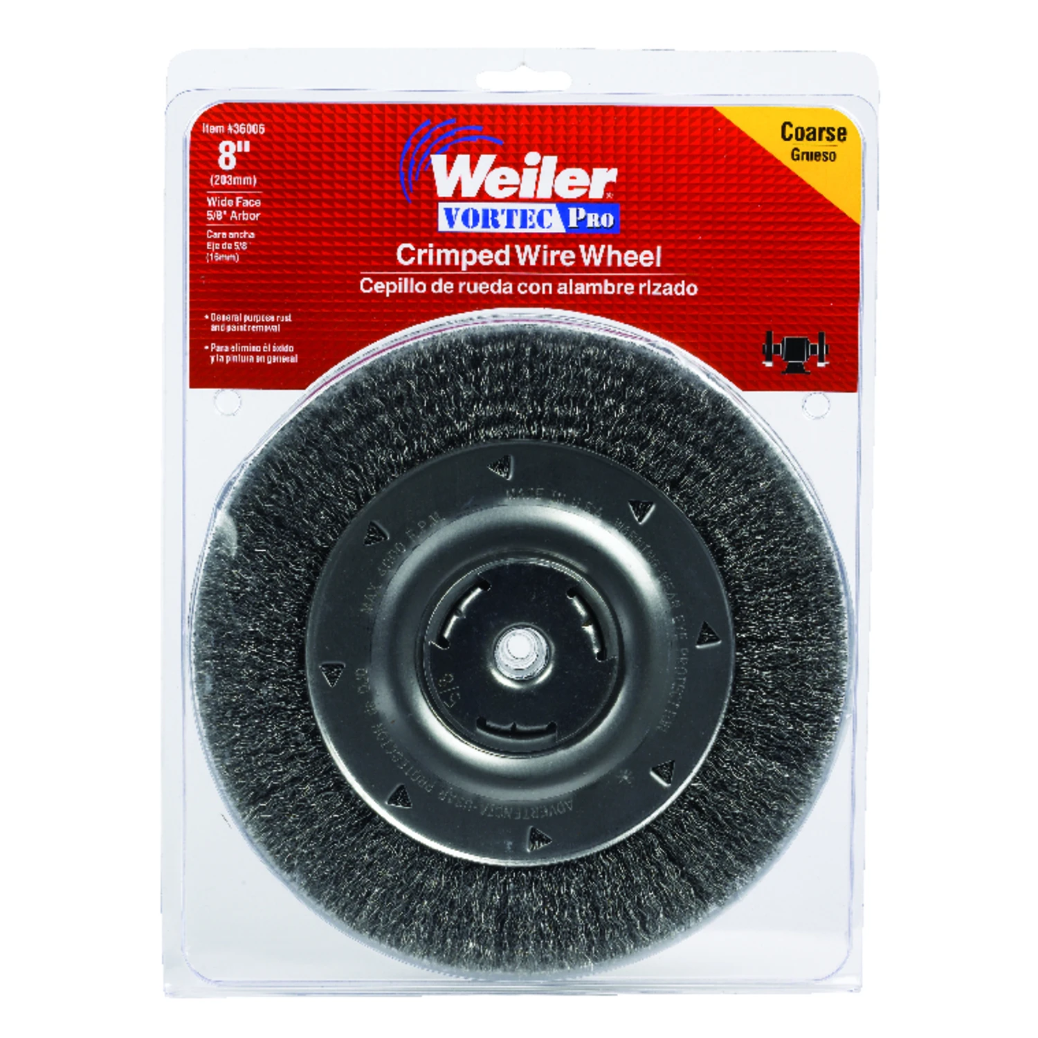 Vortec Pro 8 In. Crimped Wire Wheel Brush For Bench Grinders