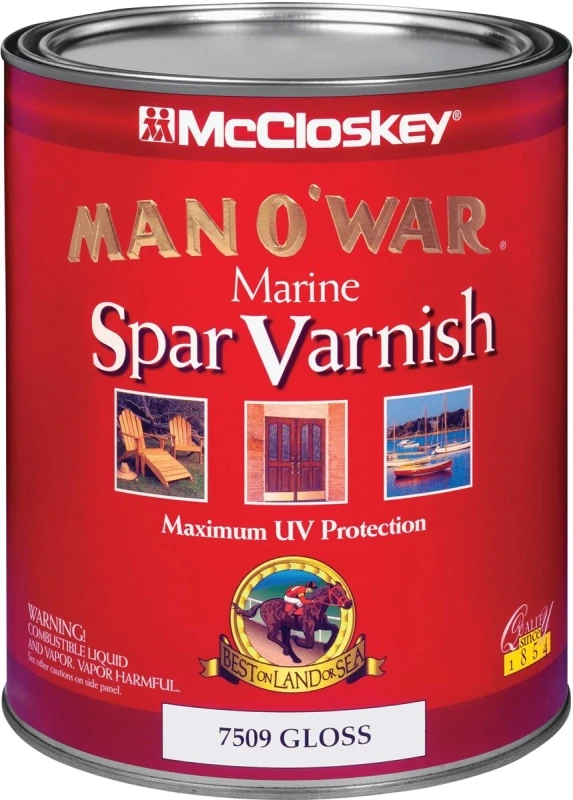 Man O'war Gloss Spar Marine Varnish, 1 Quart For Interior & Exterior Use