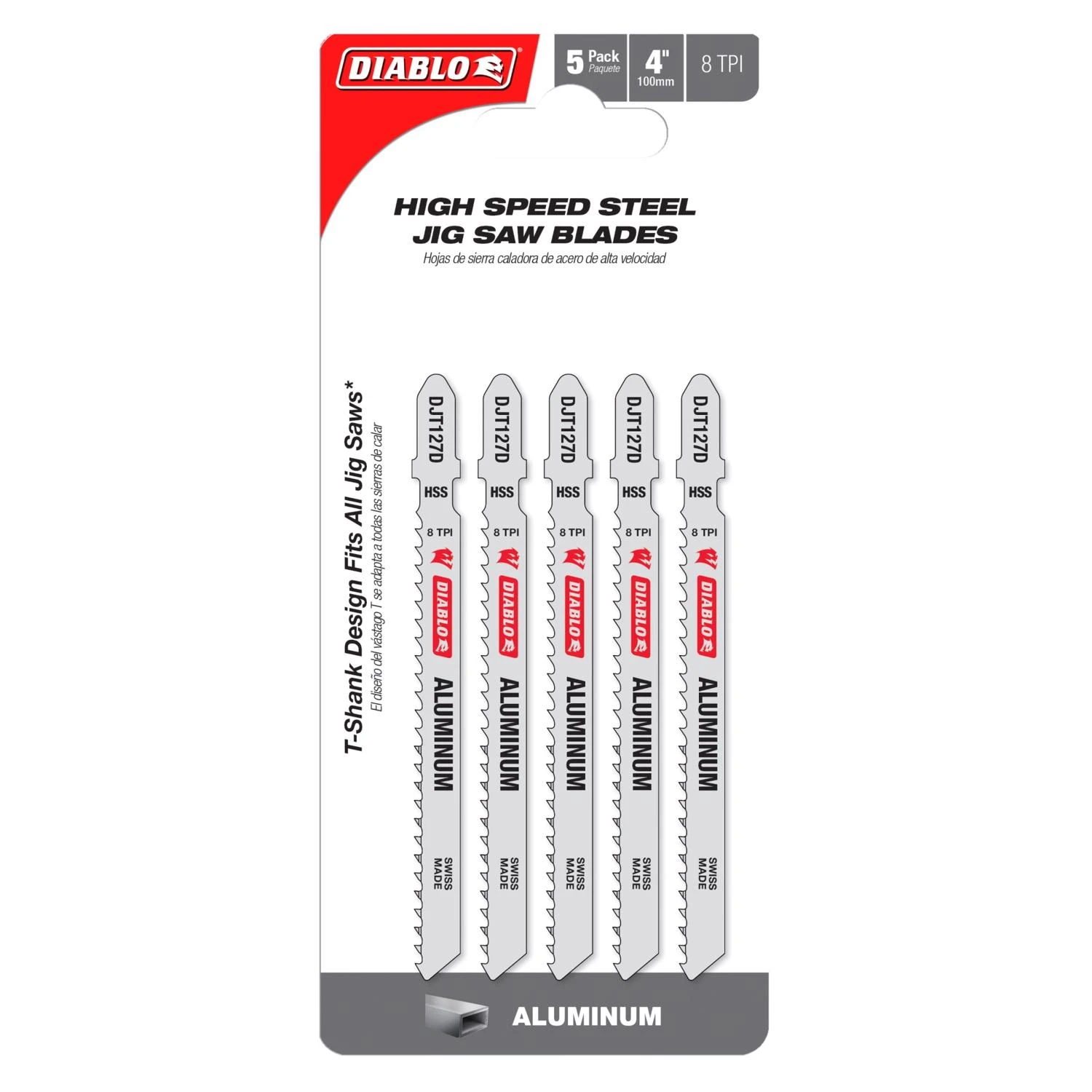 Diablo 4 in. High Speed Steel T-Shank Aluminum Jig Saw Blade 8 TPI 5 pk