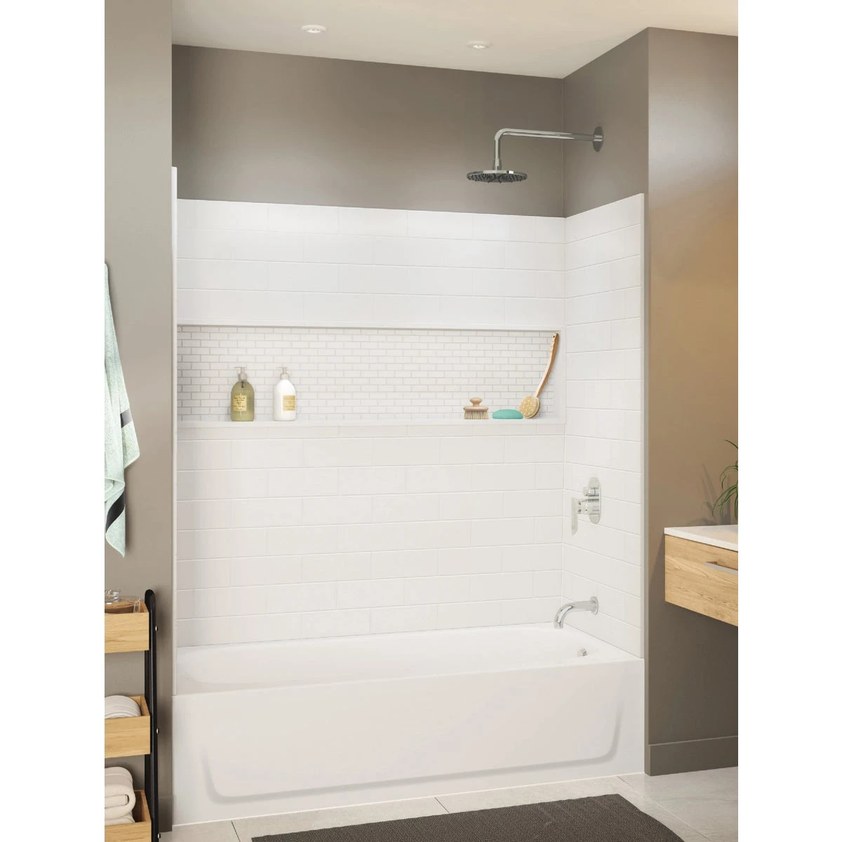 Nextile 4-piece 60 In. L X 30 In. D Tub Wall Kit With Built-in Storage Niche