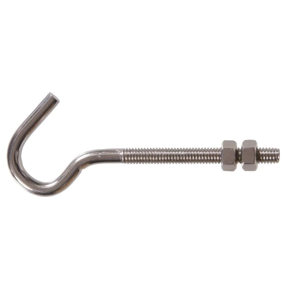 5/16 in. x 18 in. x 5 in. Stainless Steel Clothesline Hook Bolt with 2 Hex Nuts (5-Pack)