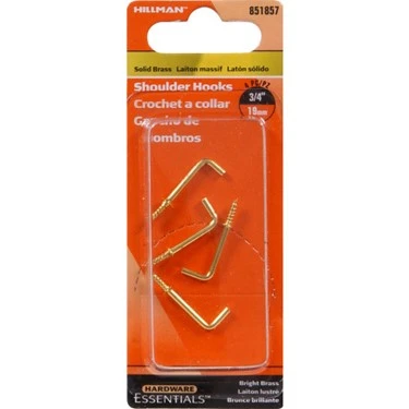 3/4 Solid Brass Shoulder Hook Hillman Hooks and Eyes 851857 008236911848