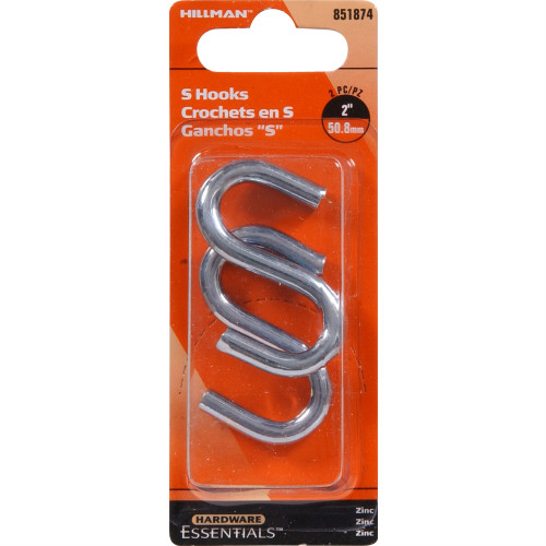 .263" X 2" Zinc-plated S-hook By Hillman - Model 851874