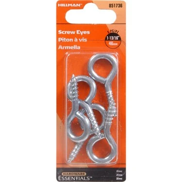 .192 X 1-13/16" Zinc-plated Medium Eye Screw Eye Hillman Hook And Eye 851736