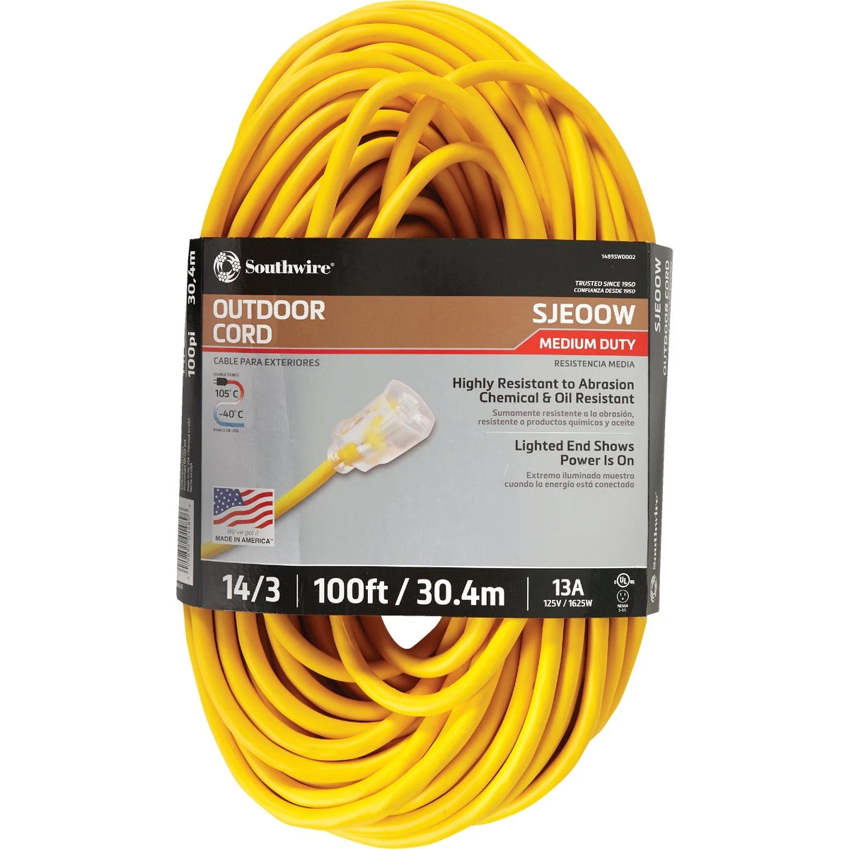 100 Ft. 14/3 Cold Weather Extension Cord - Durable & Flexible
