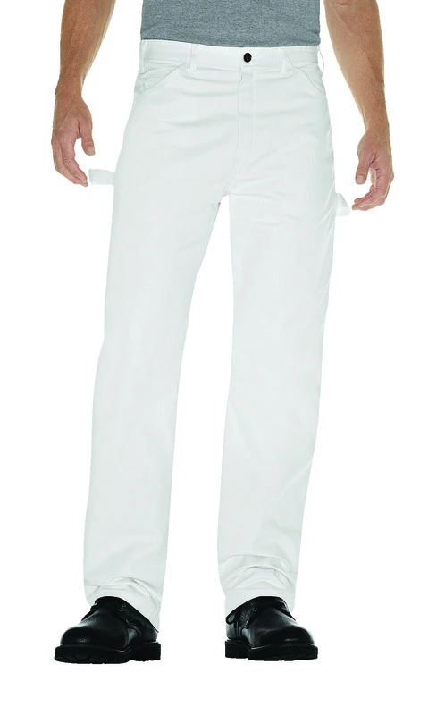 Painter's Pants for Men, White Drill Fabric, Size 42 Waist by 30 Inch Length