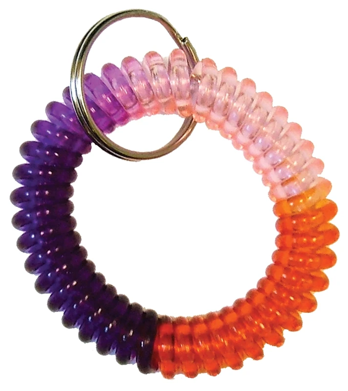 Multi-Colored Wrist Coil with Attached Key Ring for Convenient Carrying