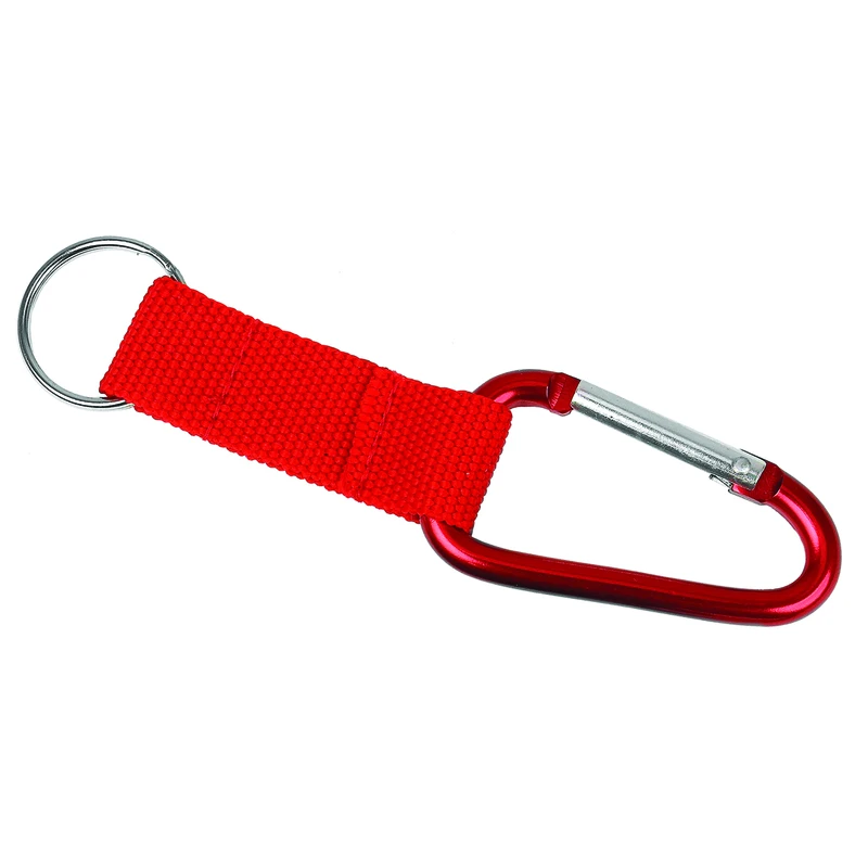 Small Carabineer with Key Ring and Nylon Strap in Assorted Colors
