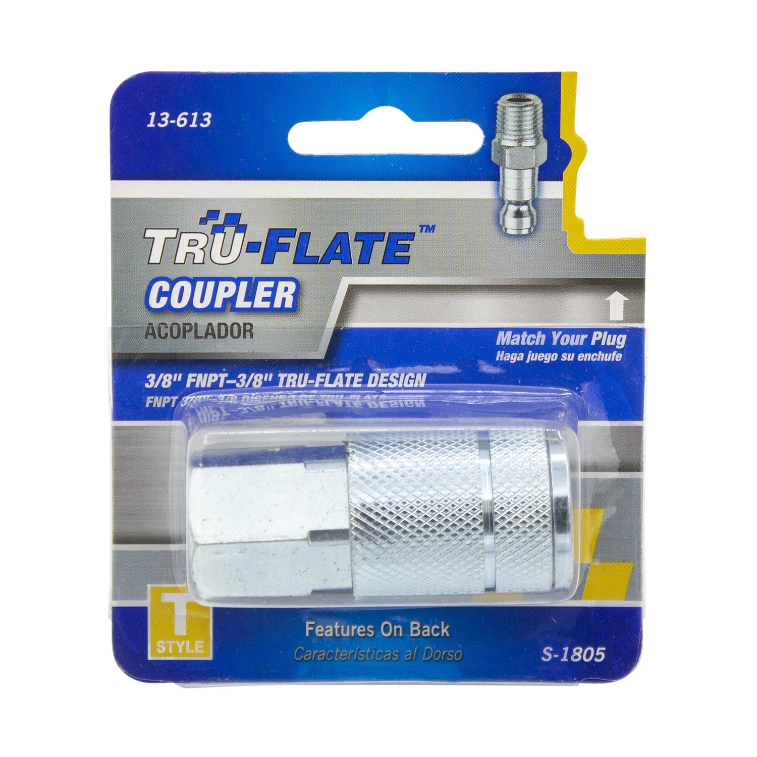 Push-to-connect 3/8 In. Fnpt Steel Air Coupler - Model 13-613