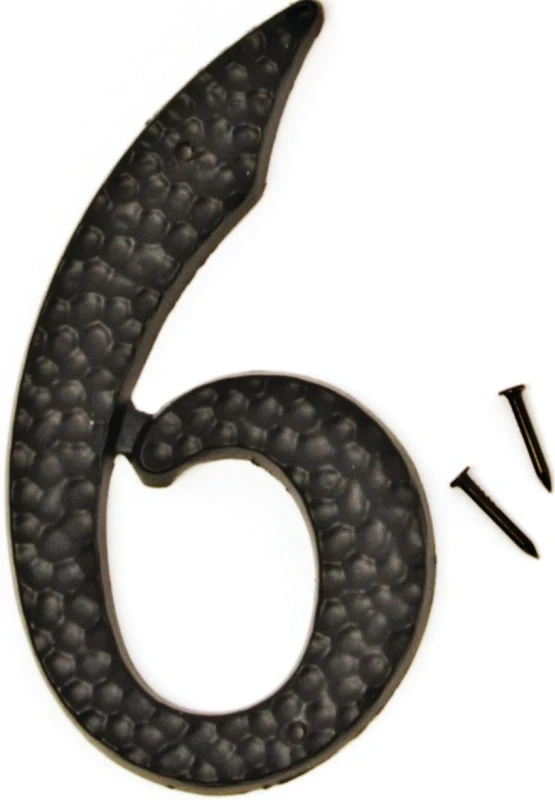 3-1/2 In. Black Hammered Aluminum House Number Six - Model Dc-3/6