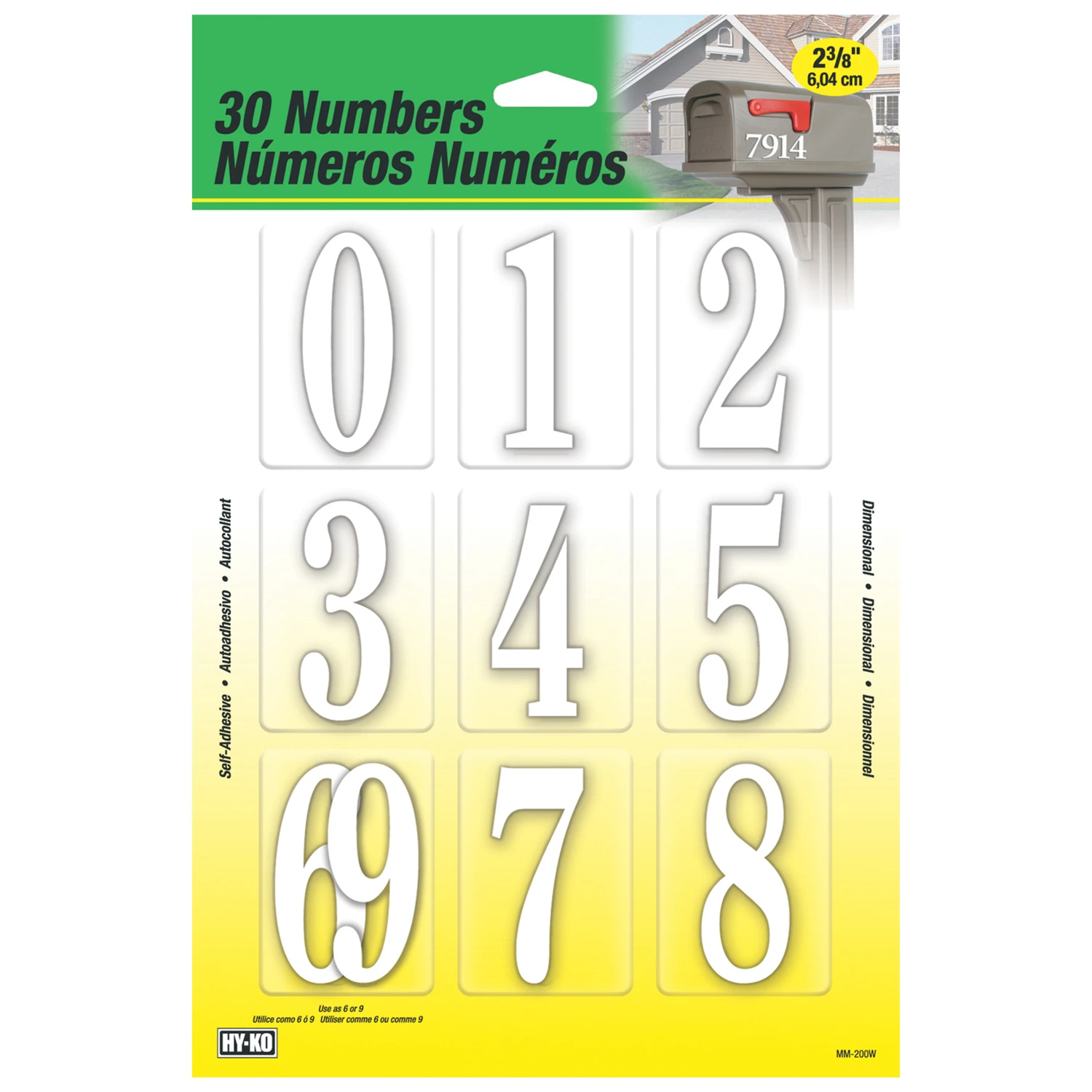 2.375 In. White Self-adhesive Number Set For Indoor And Outdoor Use