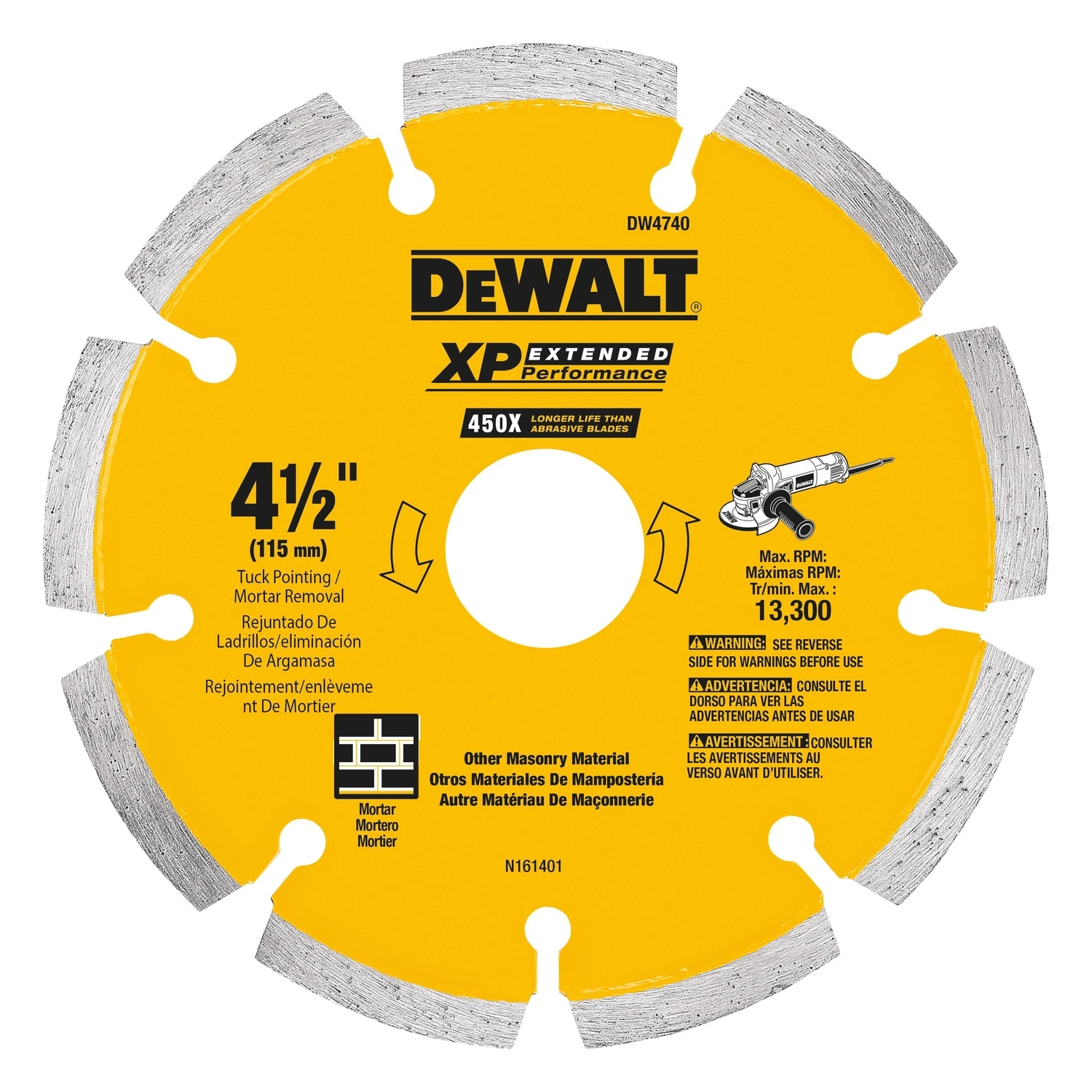 Xp 4-1/2 In. Diamond Tuck Point Cut-off Blade Dw4740